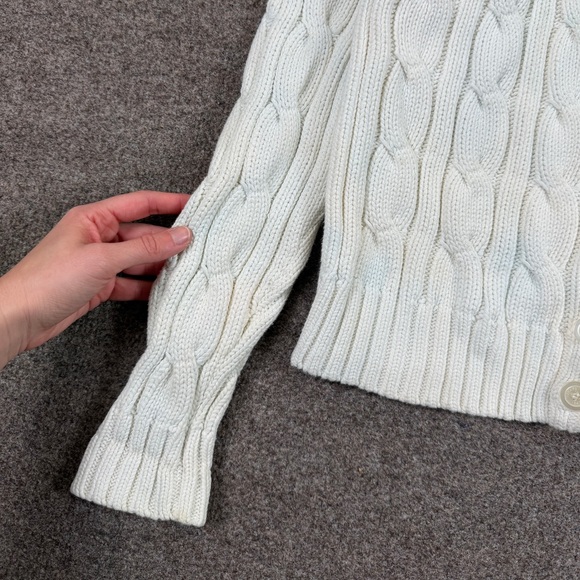 Chaps Cable-knit Funnel Neck Cardigan Sweater Women’s L 100% Cotton Preppy Y2K - Picture 7 of 12